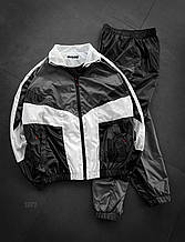 Спортивний костюм комбінований (чорно-білий із сірим) красивий яскравий комплект з майстеркою плащівка sksp2