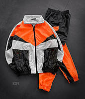 Спортивный костюм комбинированный (черно-белый с оранжевым) красивый яркий комплект с мастеркой плащевка sksp4