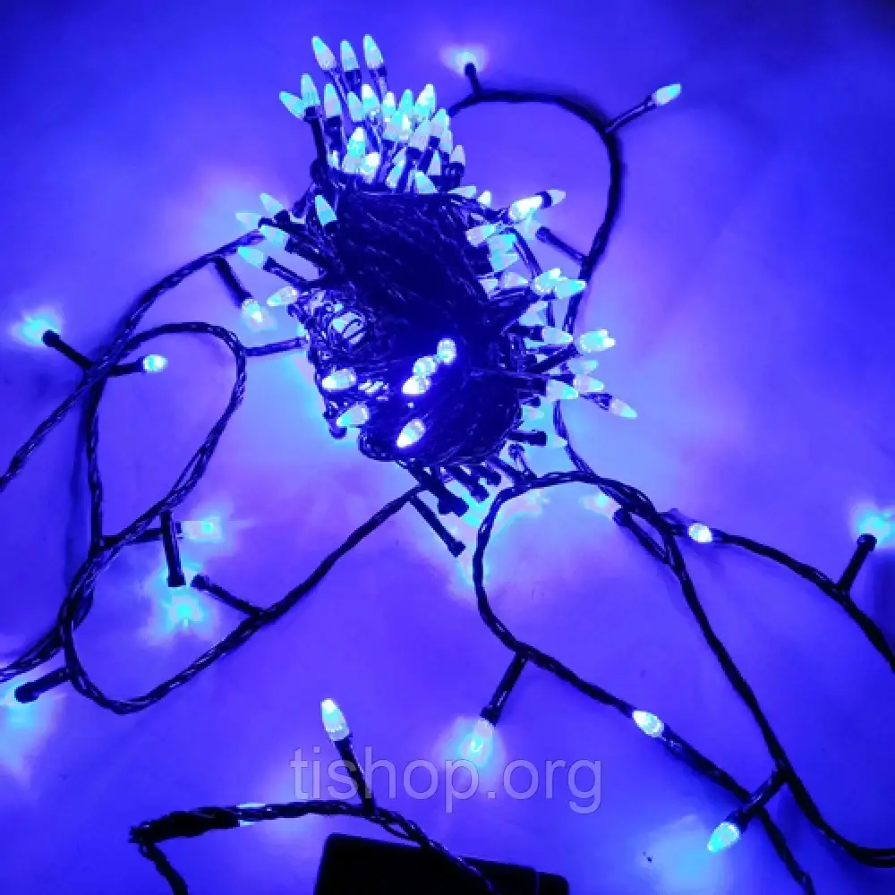 Новогодняя Гирлянда КОНУС 300 LED, синий (черный провод) - фото 1 - id-p1497210176