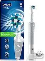 Электрическая зубная щетка Braun Oral-B Vitality 100 Cross Action Б3808чор-3 Чистка чувствительных зубов|Массаж десен|Глубокая чистка|Чистка языка, Белый