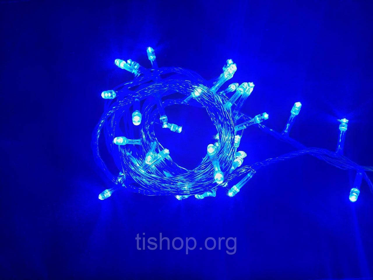 Гирлянда 100 LED, синий (прозрачный провод) - фото 1 - id-p1497210143