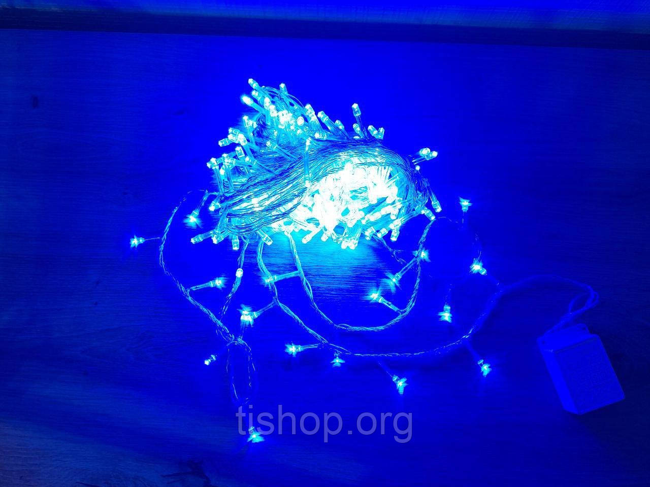 Гирлянда 100 LED, синий (прозрачный провод) - фото 3 - id-p1497210143