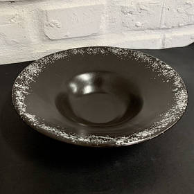 Тарілка для пасти чорна 250 мл, 22,5 см (Pro Ceramics) Снігова ніч