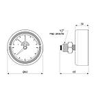 Термоманометр SANDIPLUS на 6 бар із заднім підключенням 1/2" корпус Ø80 мм 120°C SD1736B, фото 2