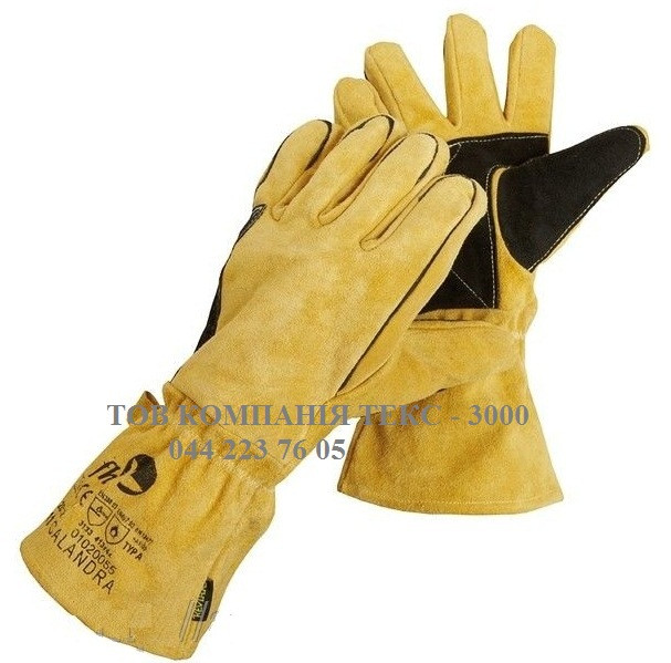 Рукавички спилкові з крагою Calandra, з кевларовою ниткою, фото 1