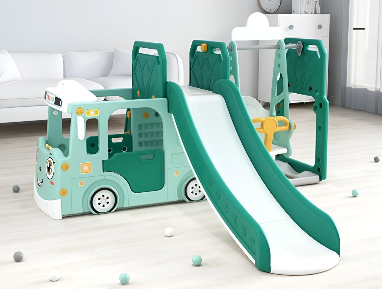 Ігровий комплекс дитячий 3в1 Terrio “Trainy” cалатовий, фото 1