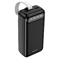 Повербанк Borofone 30000mAh, 2 USB/Type-C/Micro, черный с фонариком