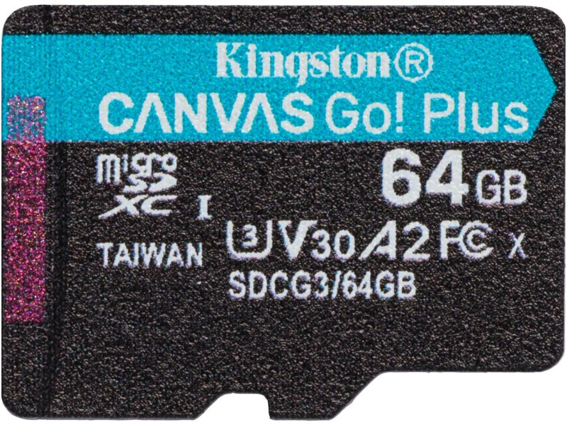 Карта пам'яті Kingston 64GB microSDXC C10 UHS-I U3 A2 R170/W90MB/s Canvas Go Plus SDCG3/64GBSP, фото 1