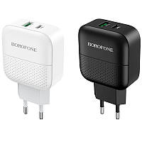 СЗУ Borofone BA46A PD 18W+QC3.0 (1USB/1Type-C/3A) BAN