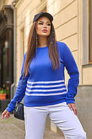Теплый трикотажный свитер свитшот в полоску цвет серый черный синий48-50, 52-54