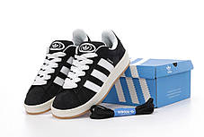 Кросівки Adidas Campus Black кеди Адідас Кампус чорно білі замшеві повсякденні повсякденні демісезон, фото 3