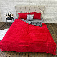 Плюшева постільна білизна (велюрова) Елітна Червона-Графіт