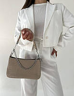 Жіноча сумочка через плече клатч бежева екошкіра, модна сумка крос-боді на кожен день