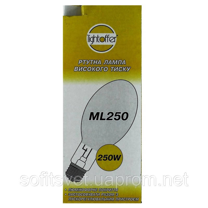 Лампа ртутная ML250W E40 газоразрядная высокого давления LightOffer - фото 2 - id-p344572726
