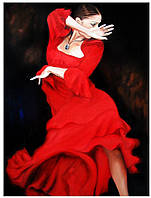 Картина по номерам и алмазная мозаика Девушка в красном 3D 2 в 1 на подрамнике 40х50 см CY2310