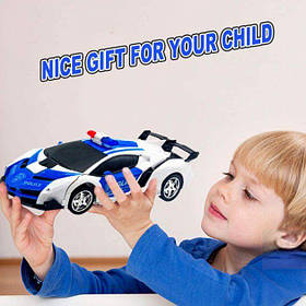 Іграшка-трансформер Оптимус Прайм, Поліцейська машинка-трансформер на радіокеруванні, синього кольору