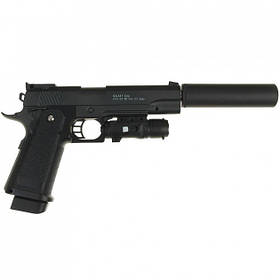G6 Страйкбольний пістолет Galaxy Colt M1911 Hi-Capa метал, чорний