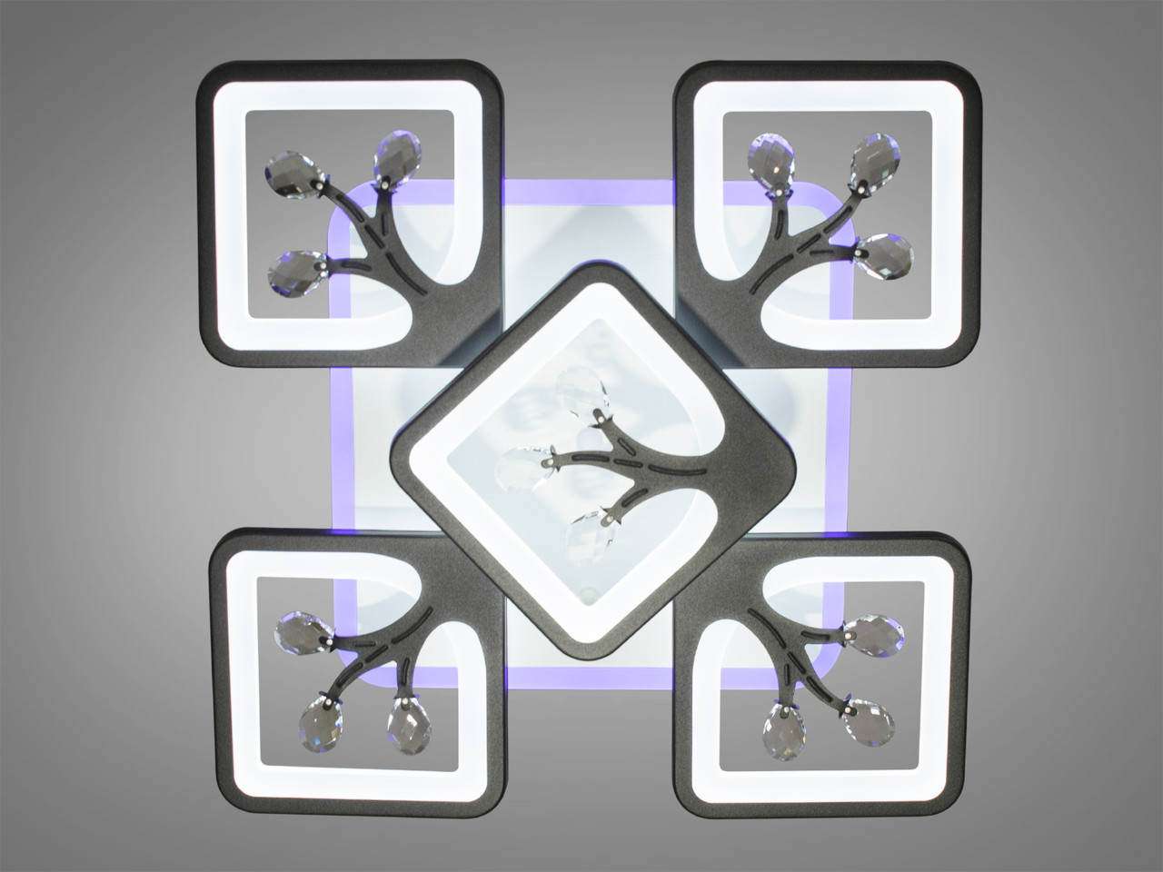 Стильна LED люстра в спальню з димером, колір чорний, 90 W на 12 м2 S8157-4+1BK-LS