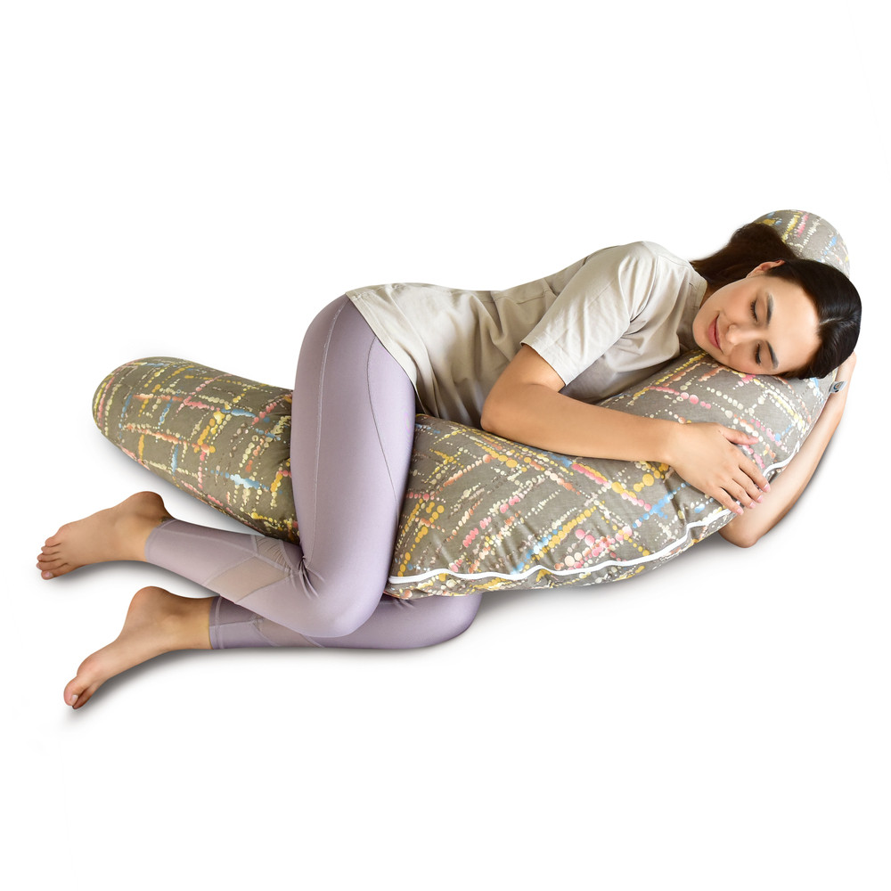 Подушка для годування та вагітних U-подібної форми 30х190 см PAPAELLA антиалергенна з блискавкою беж бавовна