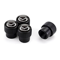 Ковпачки на ніпель захисні з лого Mazda Alitek Premium Style Black Мазда, 4 шт.