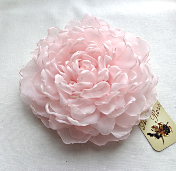 Брошка квітка з тканини ручної роботи Рожева півонія-купити-в інтернет-магазині-AnnaRose