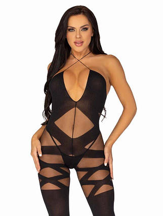 Бодістокінг Leg Avenue Illusion halter bodystocking One size Black, доступ, фото 1