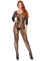 Бодістокінг Leg Avenue Swirl Lace Bodystocking One size Black, ажурна тканина, доступ, фото 4