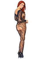 Бодістокінг Leg Avenue Swirl Lace Bodystocking One size Black, ажурна тканина, доступ, фото 5