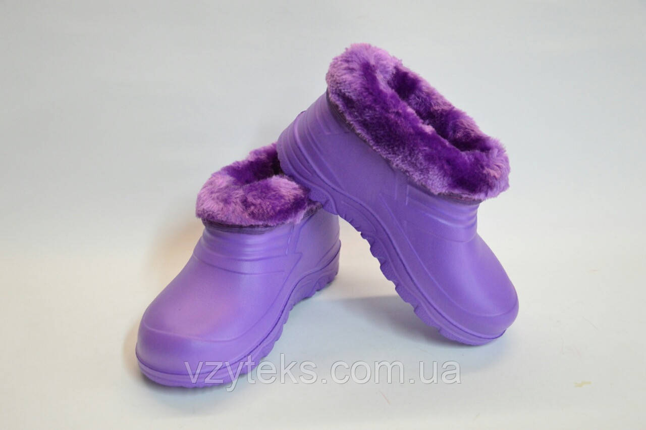 Калоші дитячі Паяс хутряні бузок, фото 1