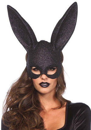 Блискуча маска кролика Leg Avenue Glitter masquerade rabbit mask Black, фото 1