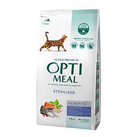 Акция Optimeal Adult Cat Sterilised Salmon Сухой корм для стерилизованных кошек и кастрированных котов с