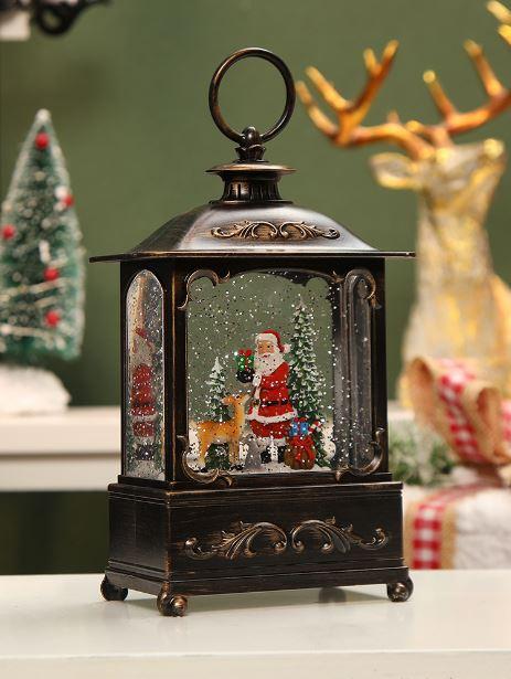 Новогодний музыкальный фонарь ночник с подсветкой и снегом рождественский Декоративный led светильник - фото 2 - id-p1963916909
