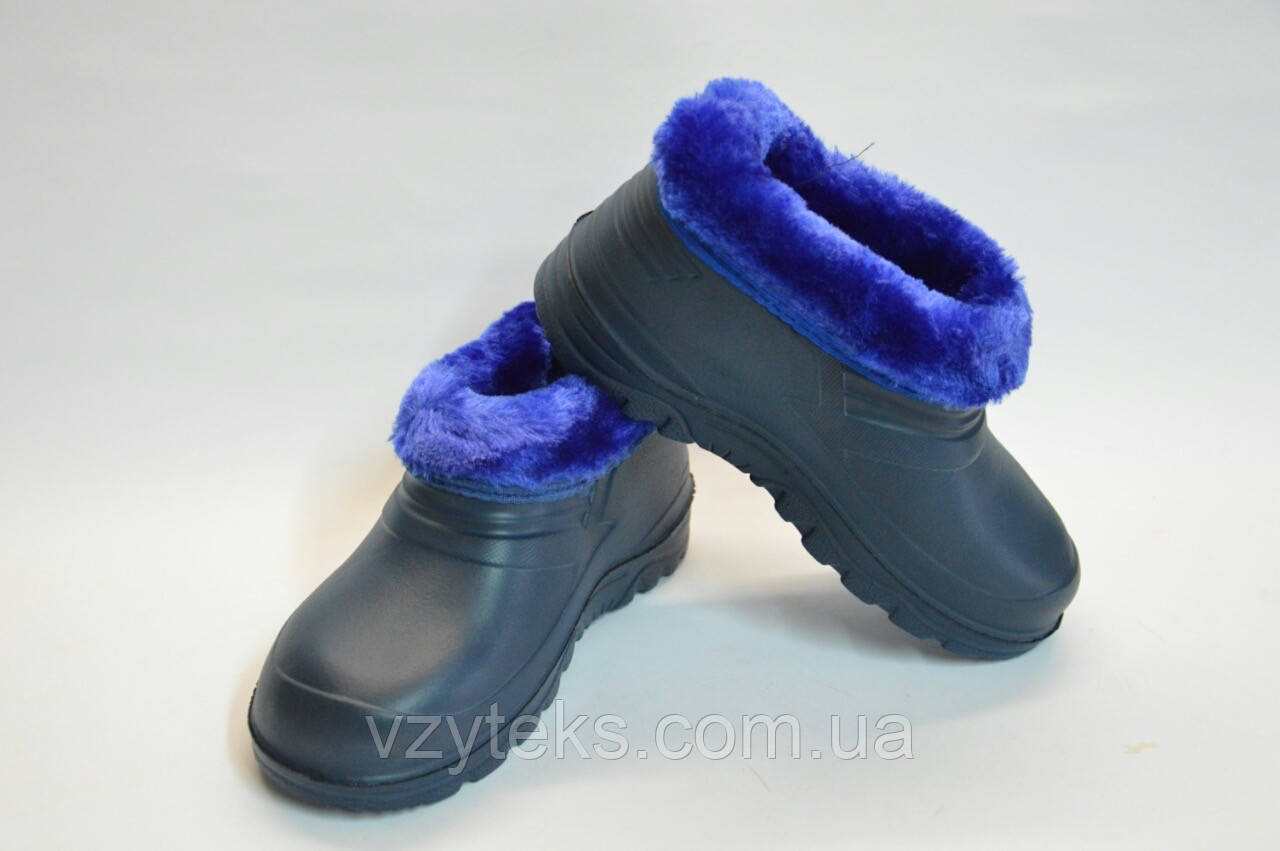 Калоші дитячі Паяс хутряні сині, фото 1