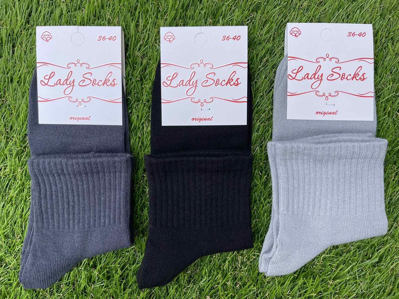 Шкарпетки жіночі бавовняні теніс "Lady Socks" розмір 36-40 Мікс (від 12 шт.)