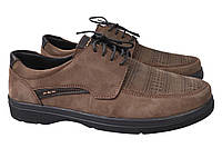 Туфлі комфорт чоловічі з натуральної шкіри нубук на низькому ходу на шнурівці Візон Vadrus 33 CS, код: 7366582