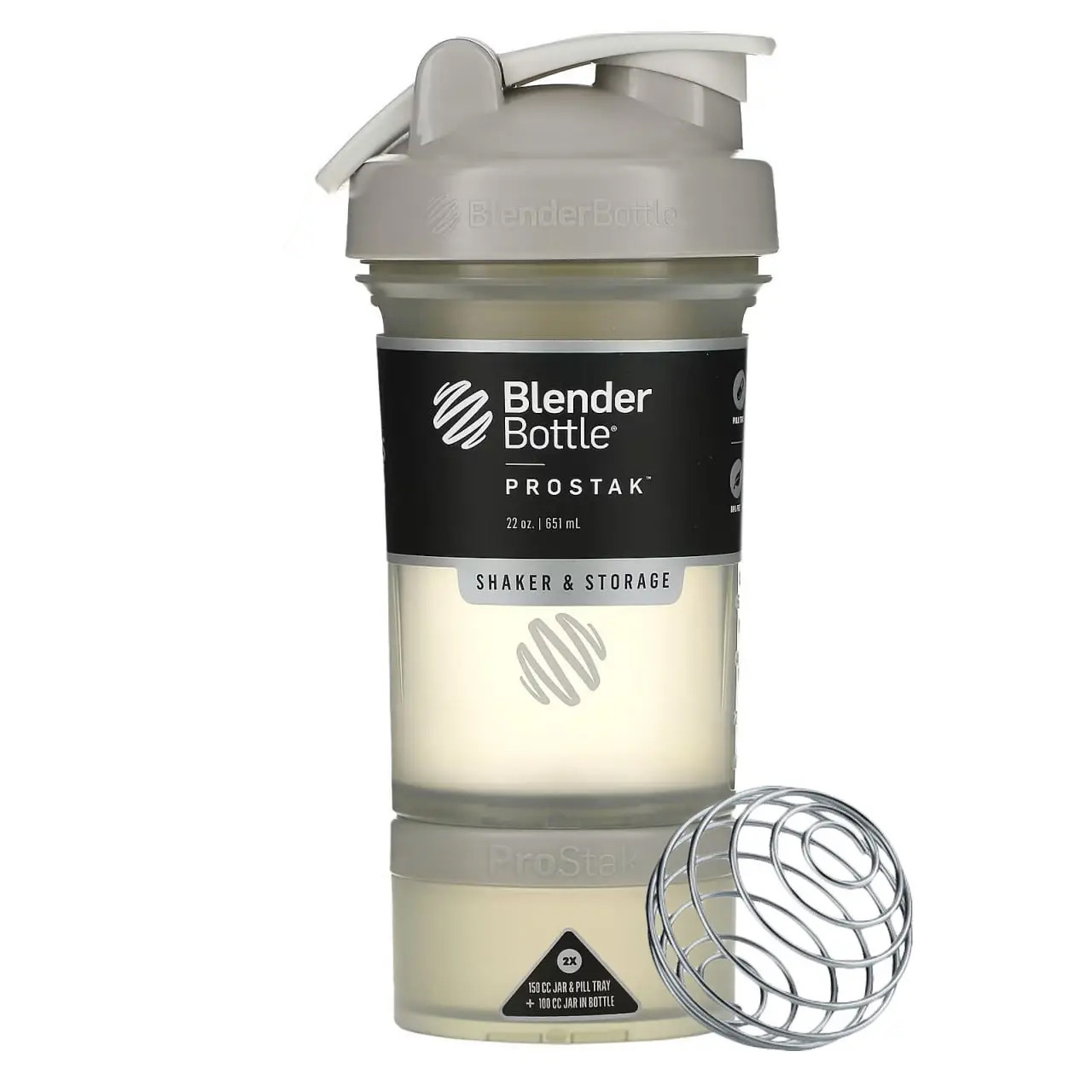 Шейкер спортивний BlenderBottle ProStak 22oz/650ml з 2-ма контейнерами Grey (Original) PS 22oz Grey DS - фото 1 - id-p1964225807