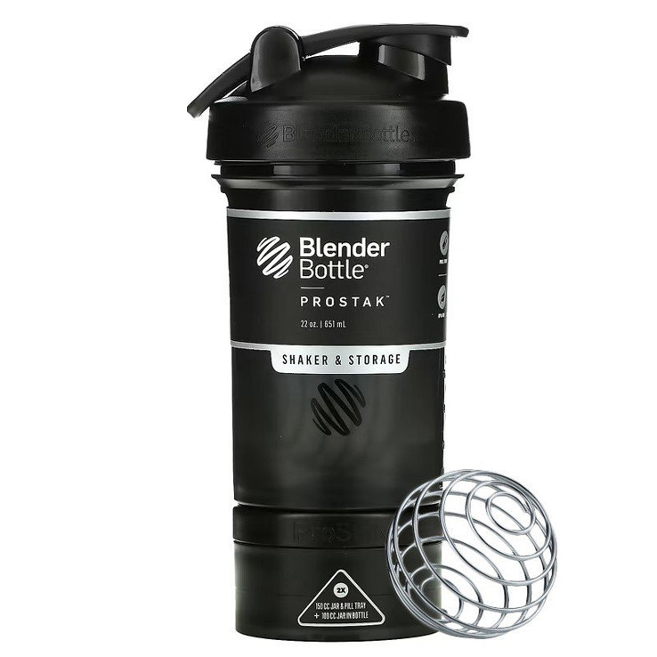 Шейкер спортивний BlenderBottle ProStak 22oz/650ml з 2-ма контейнерами Black (Original) PS 22oz Black/Black DS - фото 1 - id-p1964225813