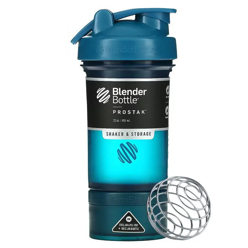 Шейкер спортивний BlenderBottle ProStak 22oz/650ml з 2-ма контейнерами Navy (Original) PS 22oz Navy DS - фото 1 - id-p1964225819