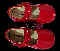 Дитячі червоні лакові Туфлі для дівчинки 20(12,2)21(12,8)22(13,3)Clibee запас 0,5-1 см