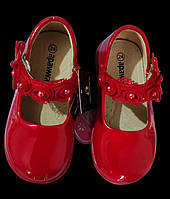 Детские Красные лаковые туфли для девочки 20(12,2)21(12,8)22(13,3)Clibee запас 0,5+1 см