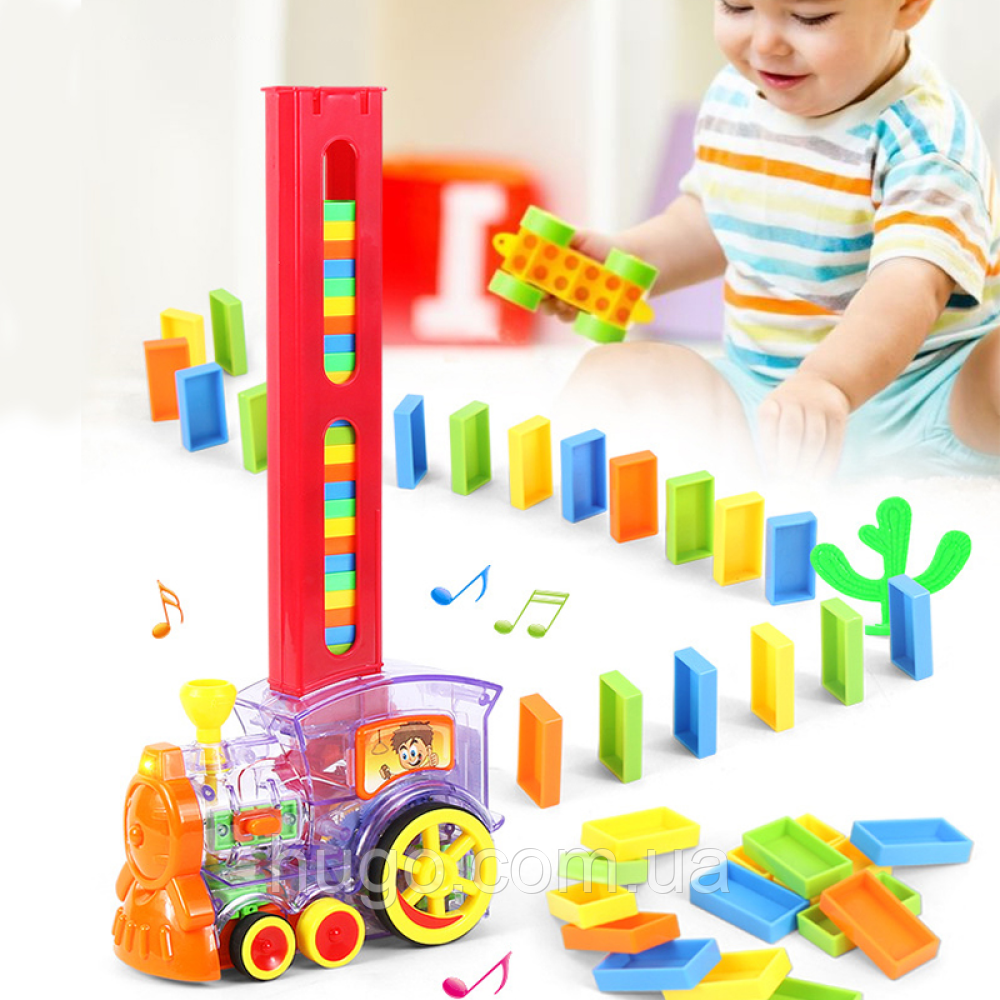 Розвиваюча іграшка "Паровозик з доміно" Domino Train 955-1A / Дитячий конструктор для хлопчика поїзд