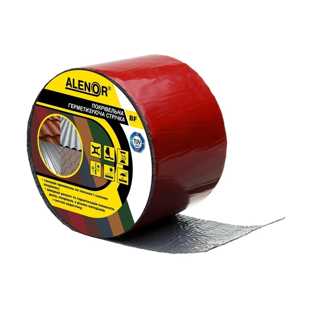 Бутилкаучуковая фольгированная герметизирующая лента Аленор BF - 100 мм*3 м (красная) - фото 1 - id-p1964340831