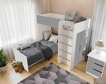 Ліжко горище для двох, двоярусне ліжко кімната для дітей і підлітків 1900х800/900 Сірий