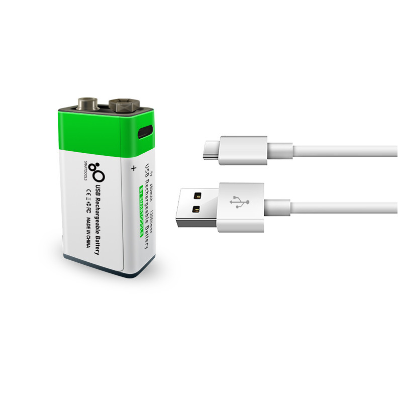 Акумулятор типу Крона 6F22 (CR-9V) 9 Вольт - з роз'ємом TYPE-C Smartools 650mAh