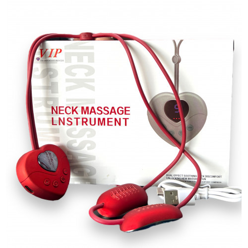 Підвісний імпульсний EMS-масажер для шиї як кулона, Масажер із підігрівом і глибоким плечем Червоний