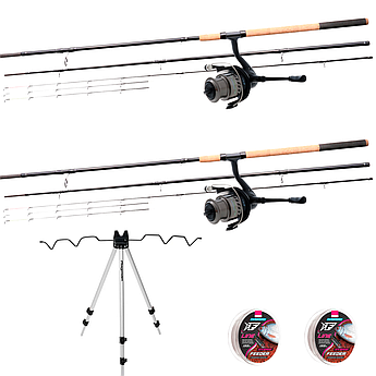 Фідерний комплект Flagman Force Active Feeder 3.6м 130г + котушка Flagman Magnum River Feeder 5000 + підставка