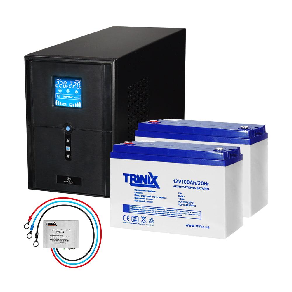 Комплект резервного живлення Kraft PSW2000VA/1600W(LCD)24V UPS + батарея 2540 Вт*г