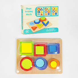 Дерев'яна логічна гра для дітей, 12 елементів, рамка-вкладиш, в коробці (C 60385)