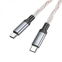Кабель Hoco U112 Type-C Type-C Shine charging data 1.2 м 3 А 60 Вт LED Grey AG, код: 8133625
