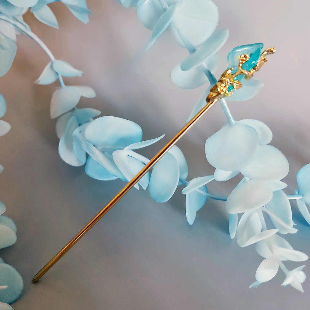 Металева шпилька для волосся "Блакитний Кристал", фото 1